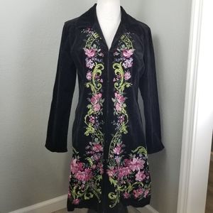 Live a Little Long Velvet Jacket Embroidered